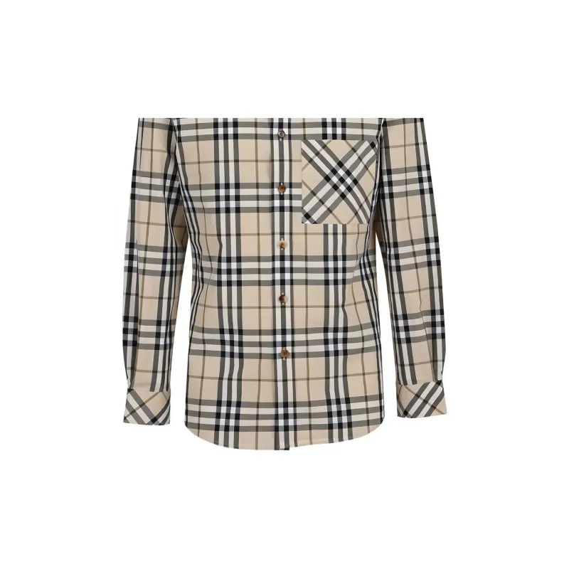 Burberry Check Stretch Poplin Long Sleeve Shirt-6