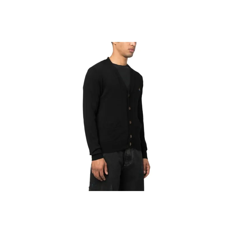 Vivienne Westwood Signature Orb Logo Embroidered V Neck Cardigan-3