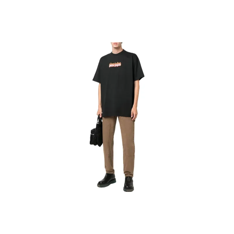 PALM ANGELS Garment Dye Burning Logo Classic T Shirt-2