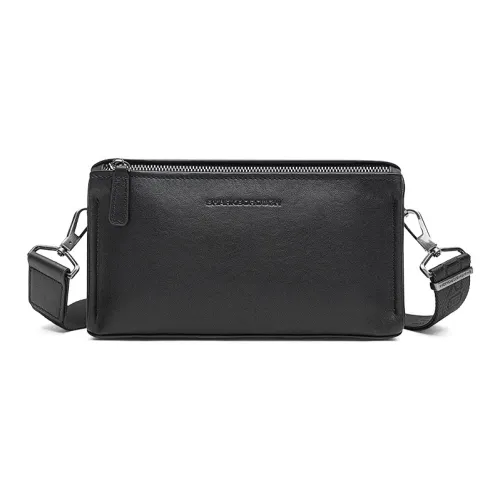 Sharkborough Genuine Leather Vegetable Tanned Top Grain Cow Leather Clutch Small Square Bag Crossbody Bag Unisex Black