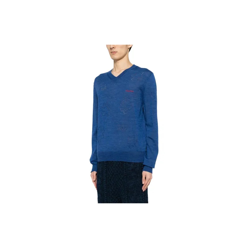 MARNI Logo embroidered Virgin Wool Jumper-3