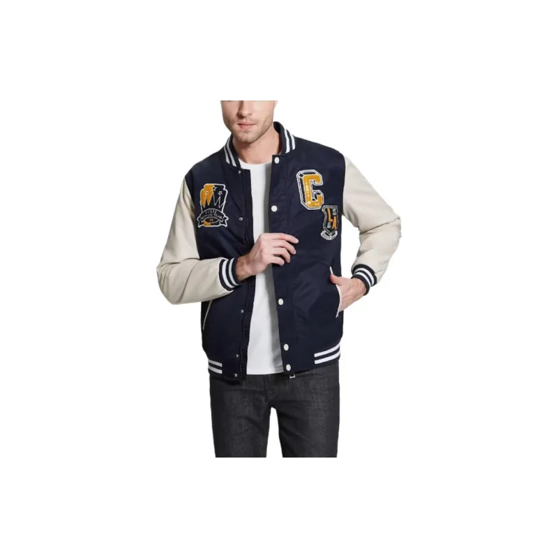 GUESS Patch Varsity Jacket Jackets Coats Men's Blue-1