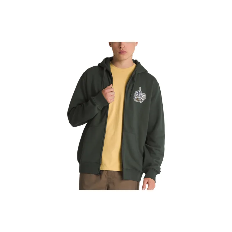 Vans Rearview Full Zip Hoodie Sweatshirt Unisex Army Green-2