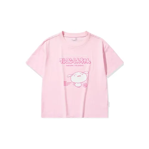 Crayon Shinchan X QIAODAN Sports Life Collection T-Shirts Women's Cherry Blossom Pink