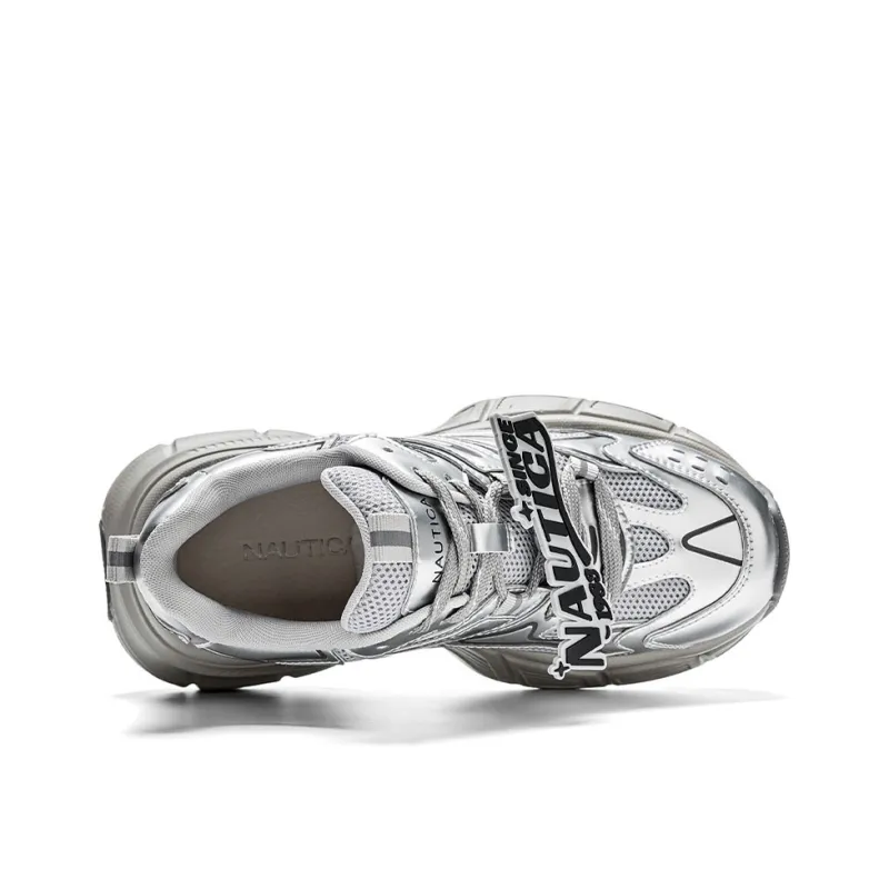 NAUTICA Cushioning Anti-Slip Wear-Resistant Breathable Height Increasing Low-Top Chunky Sneakers Unisex Silver-4
