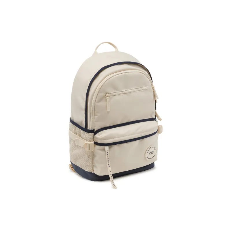 LiNing Polyester Backpack Unisex Rock White Gray & Deep Iris Blue-1