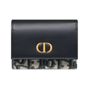 DIOR 30 Montaigne Cotton With Calfskin Wallet Regular Women's Blue