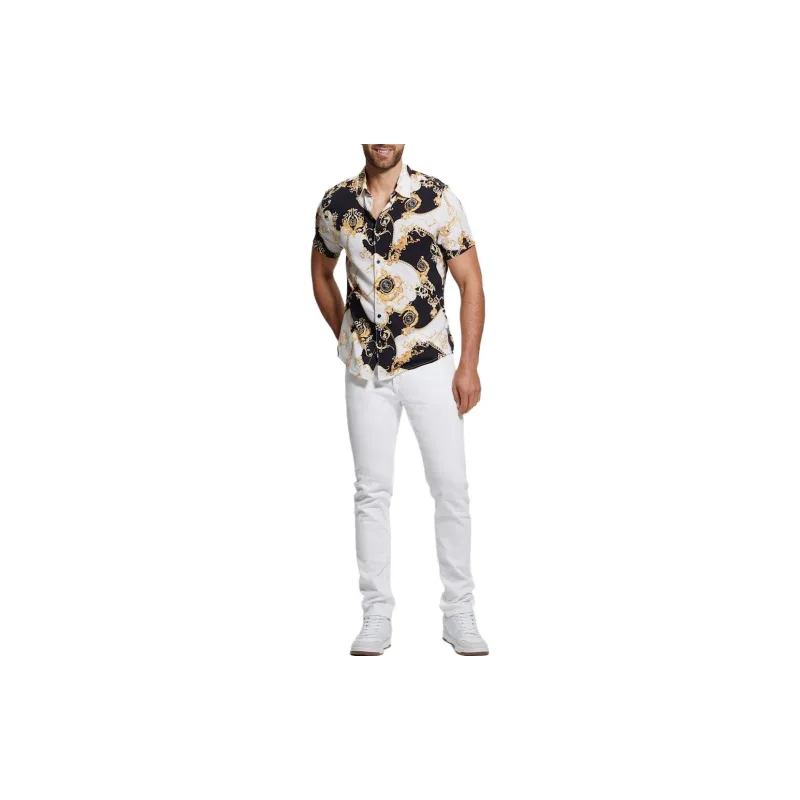 GUESS Shirts Men White Yellow-2