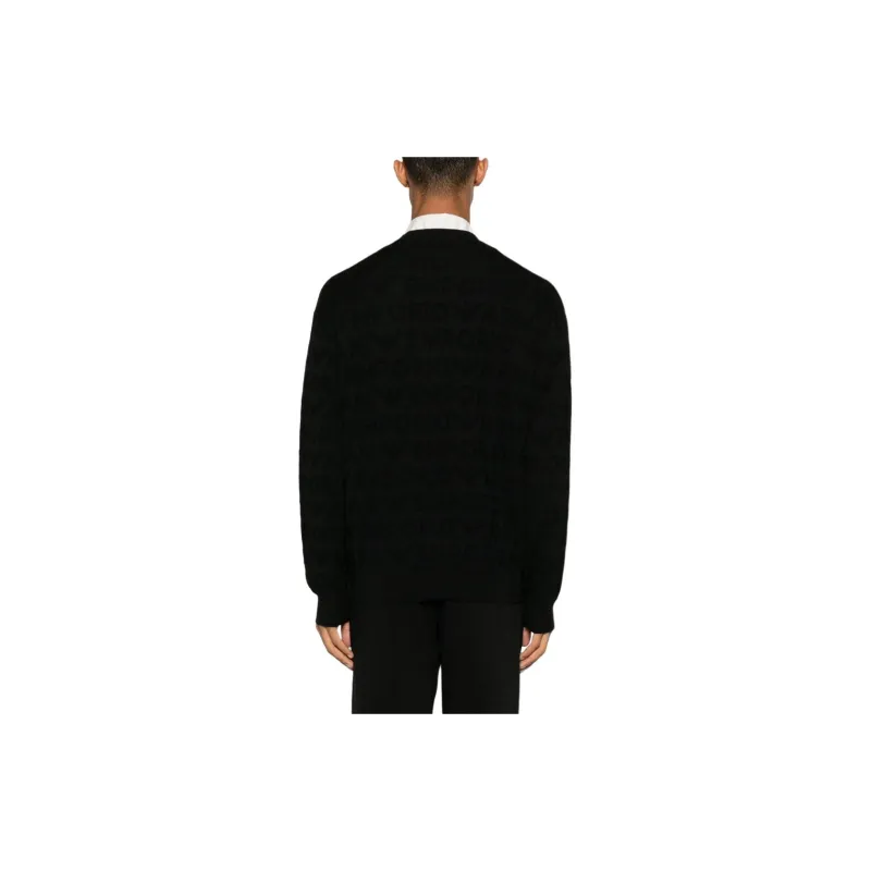 EMPORIO ARMANI Links stitch Motif Virgin Wool Jumper With Logo Lettering Intarsia-1