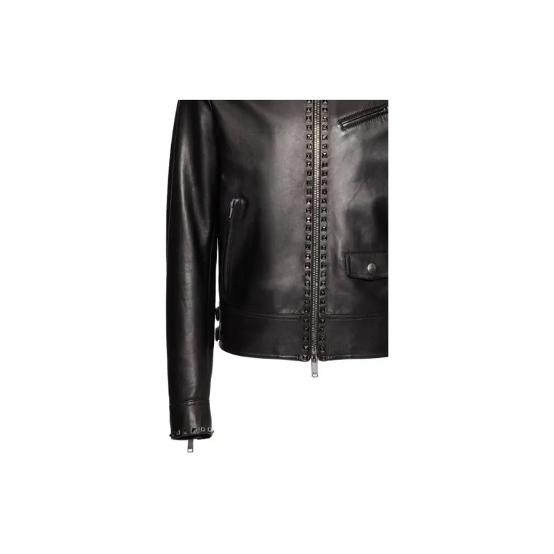 Valentino Leather Jackets Men Black-4