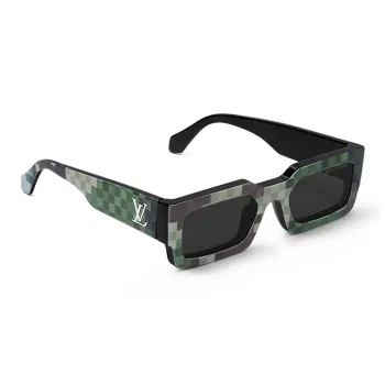 LOUIS VUITTON Metal Acetate Rectangular Sunglasses Men's Green