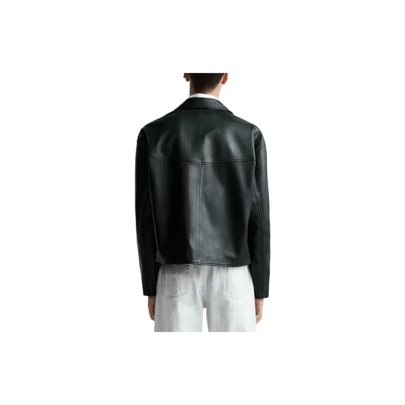 ZARA Leather Jacket Men's Black-3