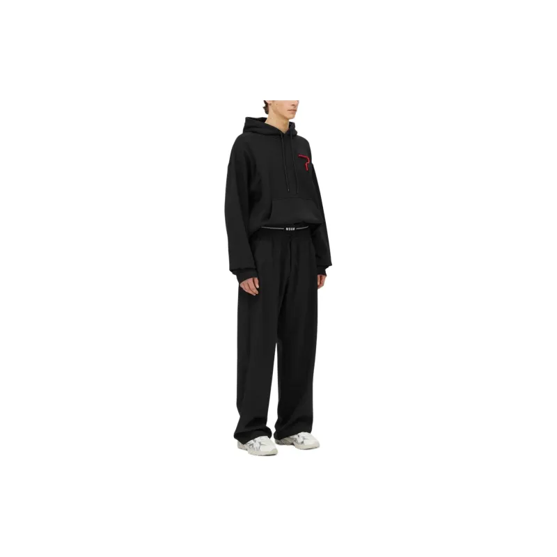 MSGM Logo Appliqué Drawstring Hoodie-3