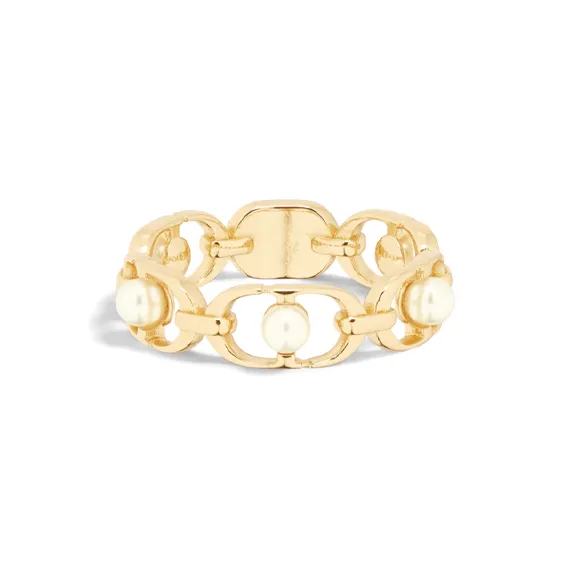 DIOR Metal, Resin Pearl Rings Women's Gold-1