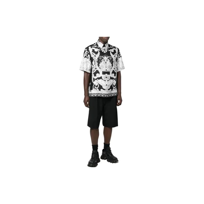 VERSACE Silver Baroque Silk Shirt-1