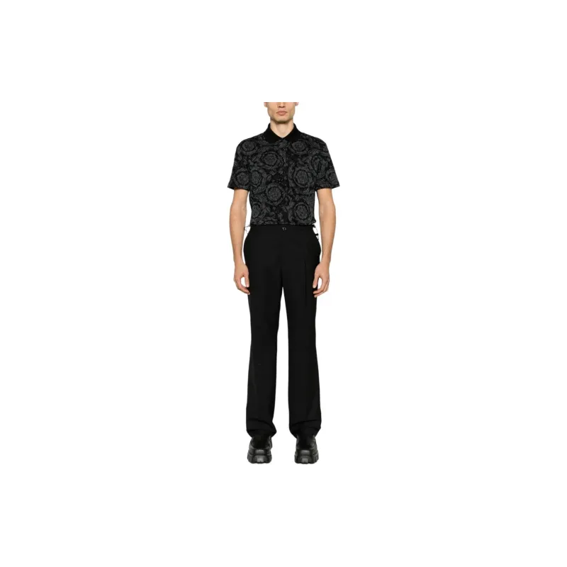 VERSACE Barocco Jacquard Short Sleeved Polo Shirt-1