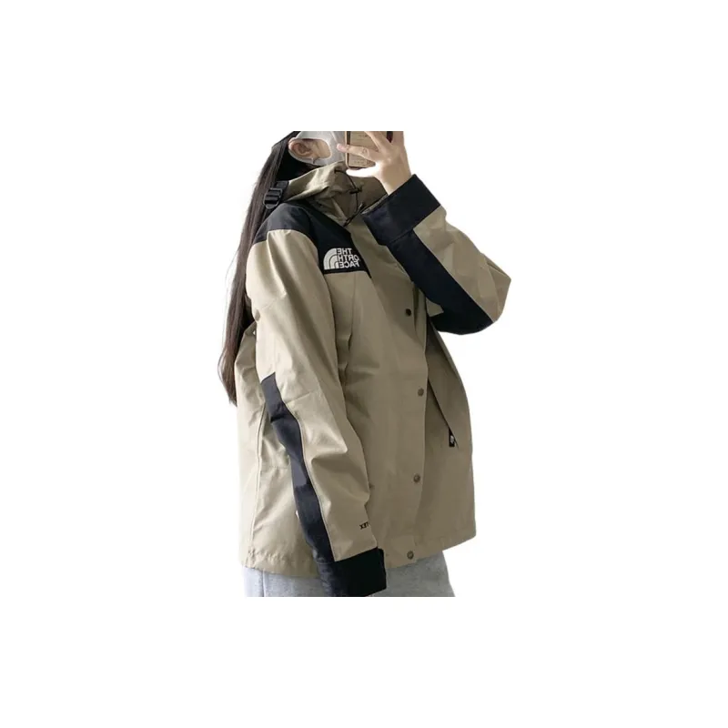 THE NORTH FACE Outdoor Hiking Waterproof And Windproof Windbreaker Jacket Unisex Khaki-3