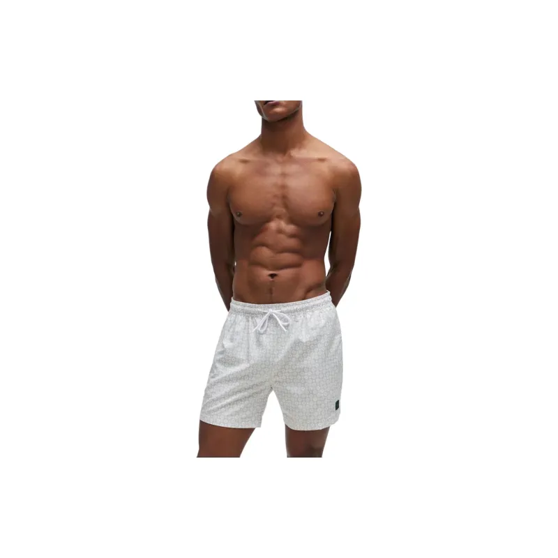 HUGO BOSS Micro Print Quick Drying Swim Shorts With Logo Detail Casual Shorts Men's White-2