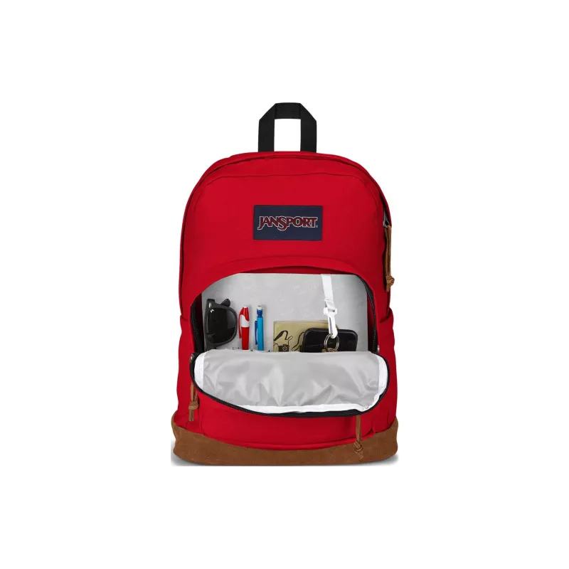 JanSport Fabric Bonded Suede Backpack Unisex Red-5