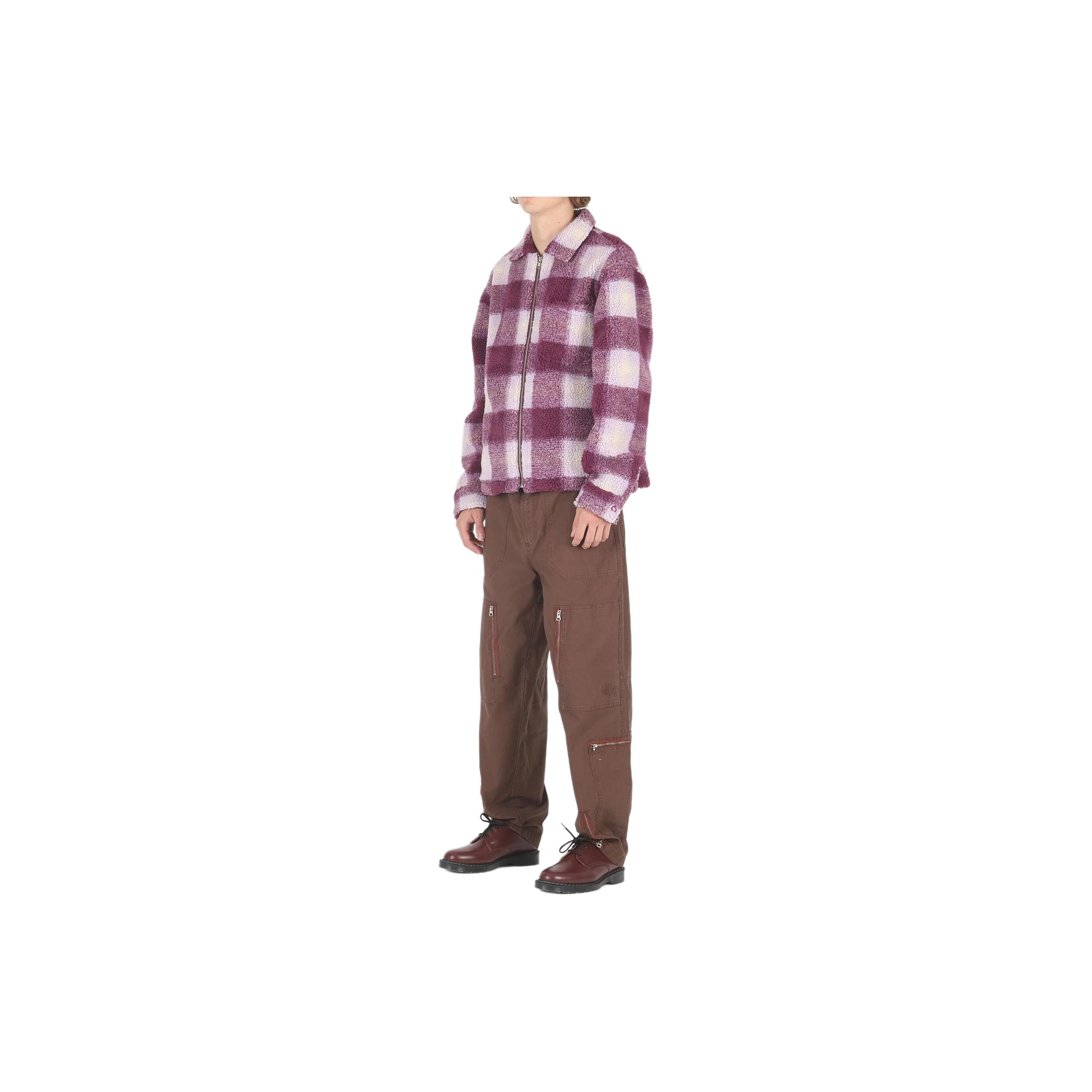 Stussy Shadow Plaid Zip Sherpa - POIZON