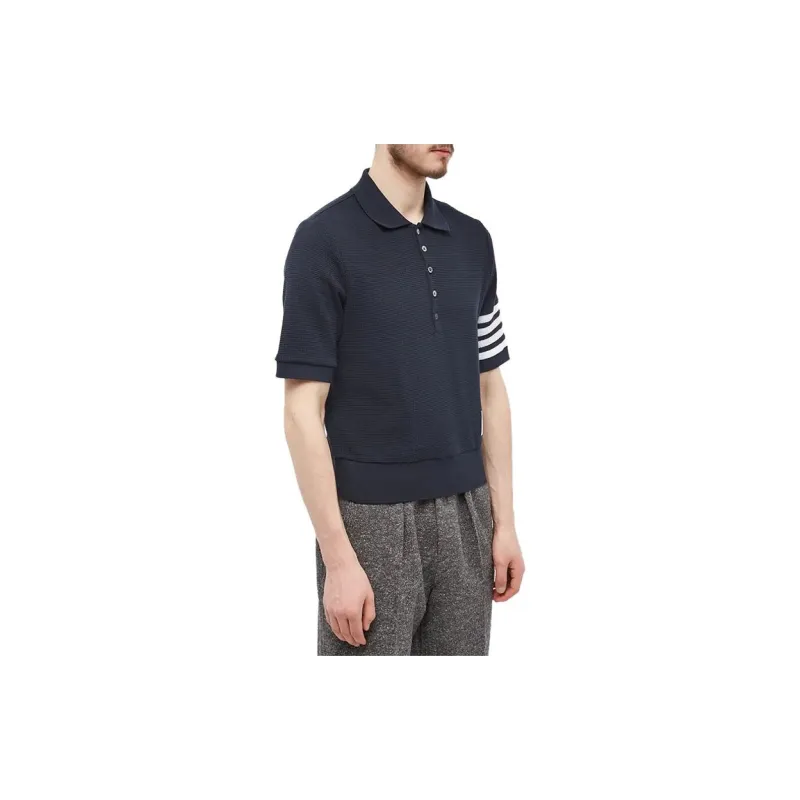 THOM BROWNE Polo Shirts Men Marine Blue-6