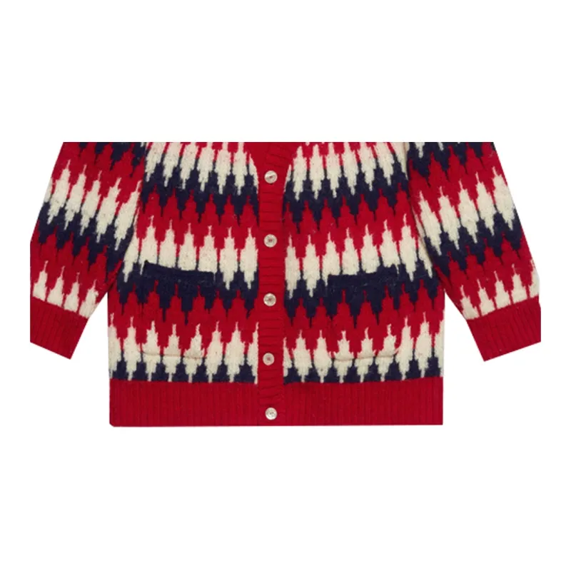 GUCCI Zigzag Jacquard Organic wool Cardigan-5