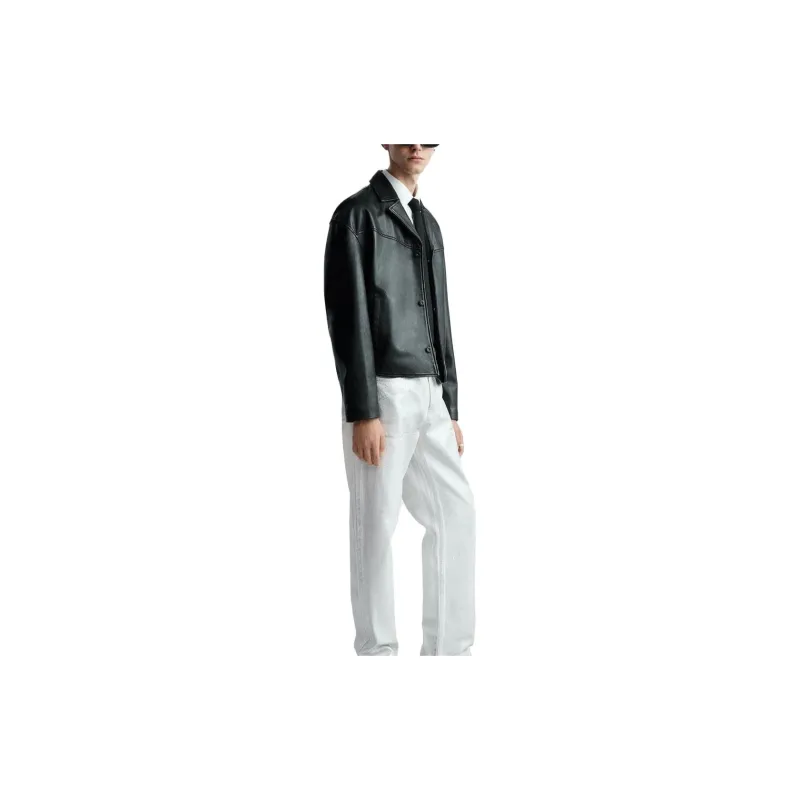 ZARA Leather Jacket Men's Black-4