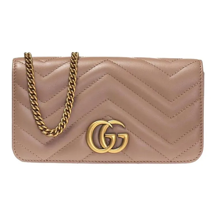 GUCCI Marmont Cow Leather Shoulder Bag Crossbody Bag Mini Women's Nude-0