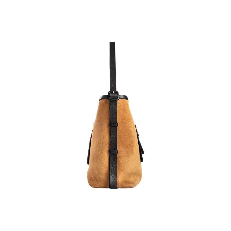PIERRE HARDY Suede Studded Calfskin One Shoulder Handbags Women's Camel-1