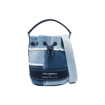 KARL LAGERFELD Amber Valletta Collaboration Cotton Bucket Bag Handbag Shoulder Bag Crossbody Bag Women's Blue