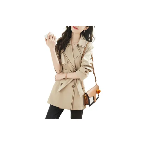 Mo Han Yi Mei Trench Coats Women's Khaki