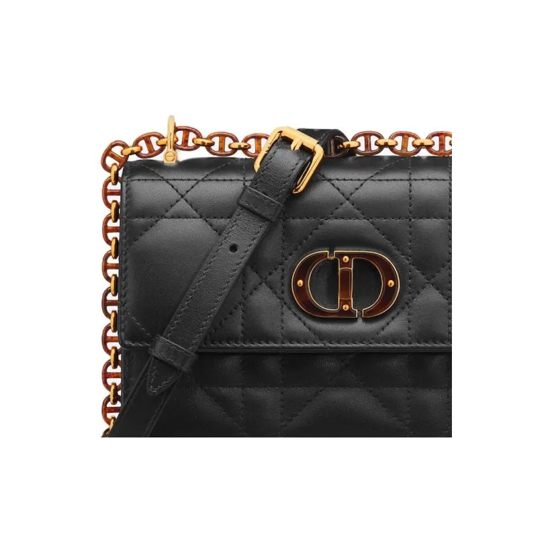 DIOR Caro Lambskin Crossbody Bag, Shoulder Bag Mini Women's Black-2