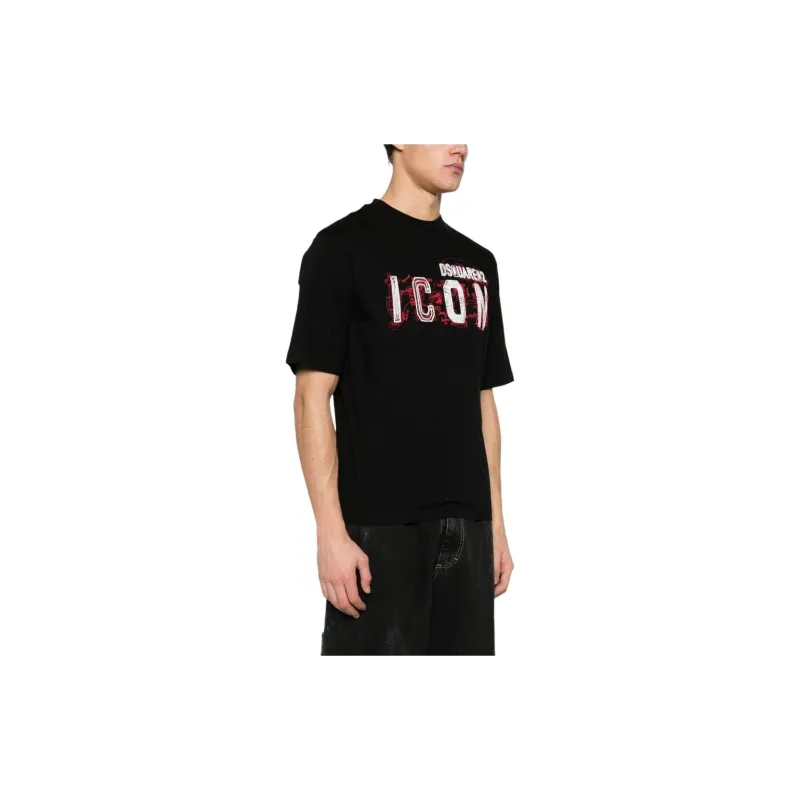 DSQUARED 2 Icon Printed Cropped T Shirt-3