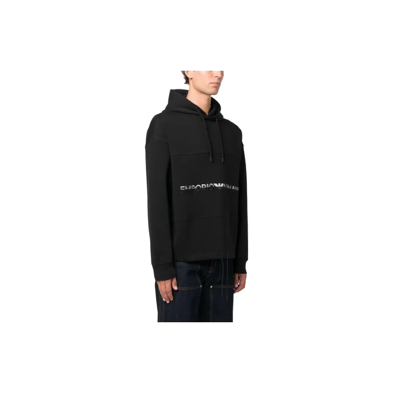 EMPORIO ARMANI Logo embroidered Cotton Hoodie-3