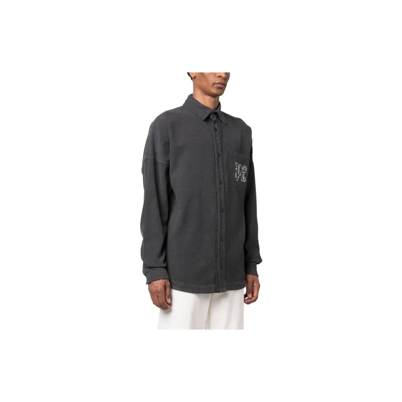 PALM ANGELS Monogram Embroidered Flannel Overshirt-3