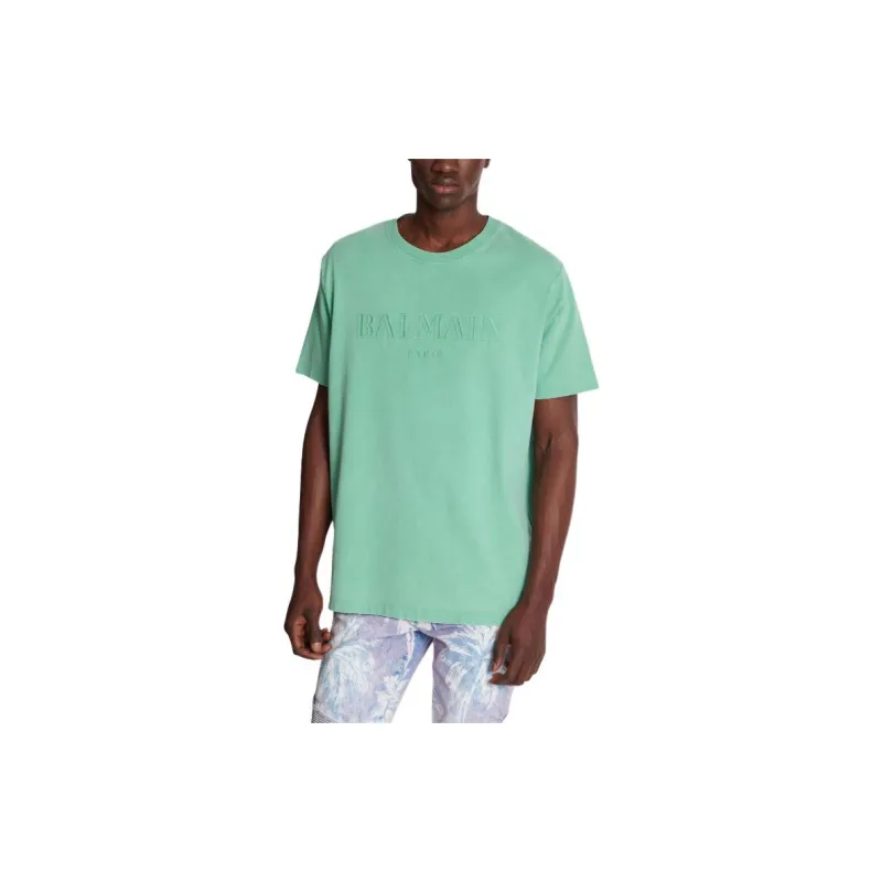 BALMAIN Logo Embroidered Crewneck T Shirt-5