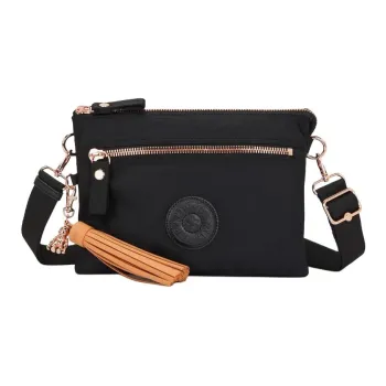 Kipling Polyamide Shoulder Bag, Crossbody Bag Large Size Unisex Black & Rose Gold