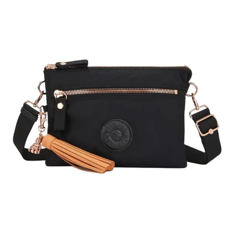 Kipling Polyamide Shoulder Bag, Crossbody Bag Large Size Unisex Black & Rose Gold-0