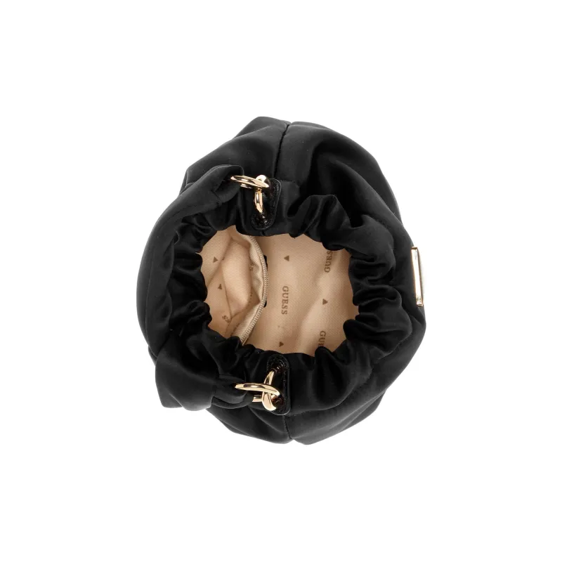 GUESS Satin Bucket Bags Shoulder Bag Crossbody Bag Handbag Mini Women's Black-3