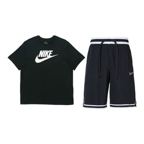 Nike Casual Sportswear Men Set Black Tops+Black Shorts