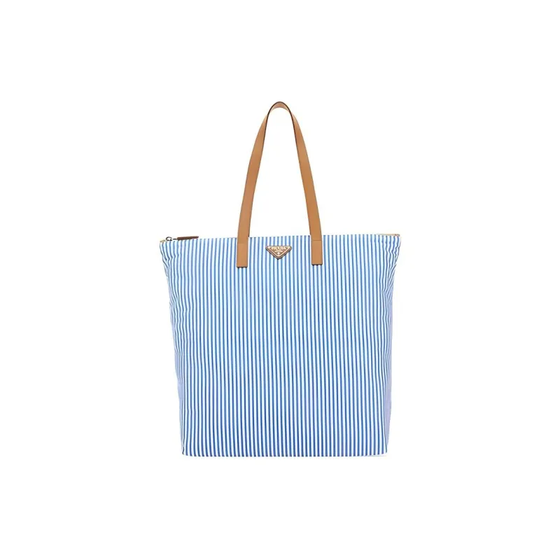 PRADA Leather Detail Tote Bag Shopping Bag Shoulder Bag Handbag Regular Men's Blue/White-0