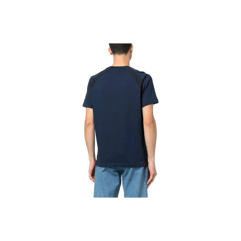 EMPORIO ARMANI EA7 Collection Logo Print Patchwork Raglan Short Sleeved T Shirt Men's Dark Blue-2