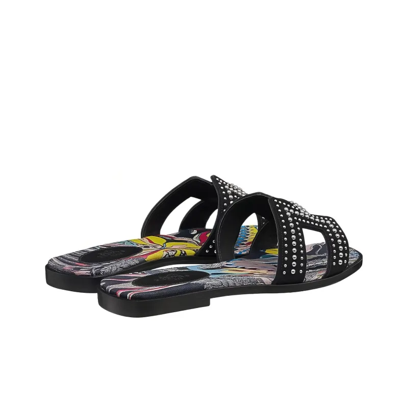HERMES Oran Slide Slippers Women's Black-3