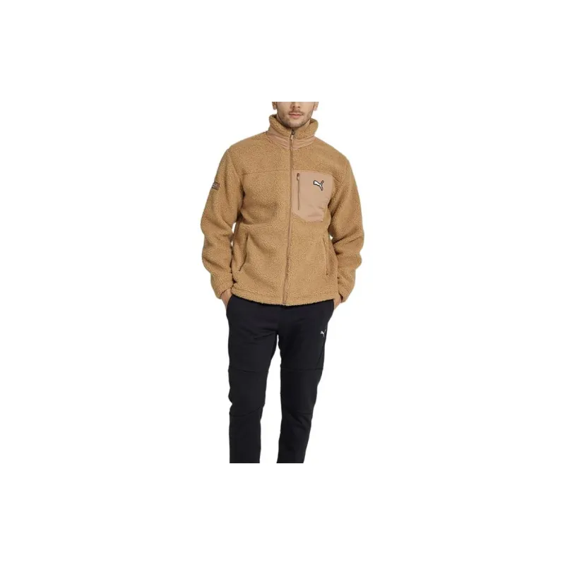 PUMA Solid Sherpa Velvet Jackets Unisex Khaki-1