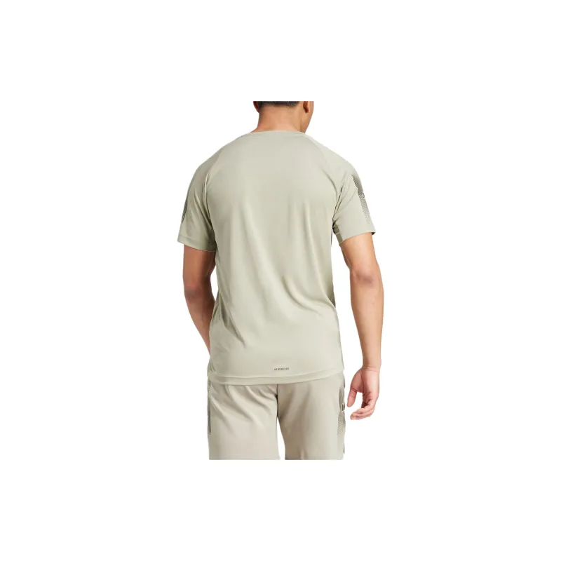Adidas GymGym+ T-Shirt Men's Eggstone Silver Gray/Dark Olive Green-3