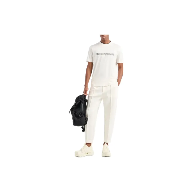 EMPORIO ARMANI Lyocell blend Jersey T shirt With Asv Logo Raised Embroidery-2
