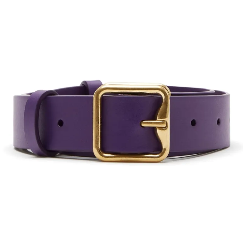 Burberry B-Style Double Buckle Belt Leather Belts Unisex Purple Width: 3cm-0