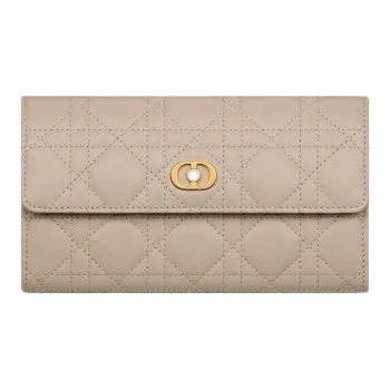DIOR Wicker Lambskin Wallet Regular Women's Beige