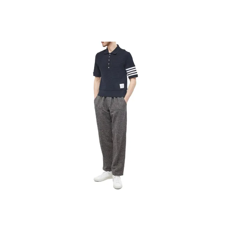 THOM BROWNE Polo Shirts Men Marine Blue-5