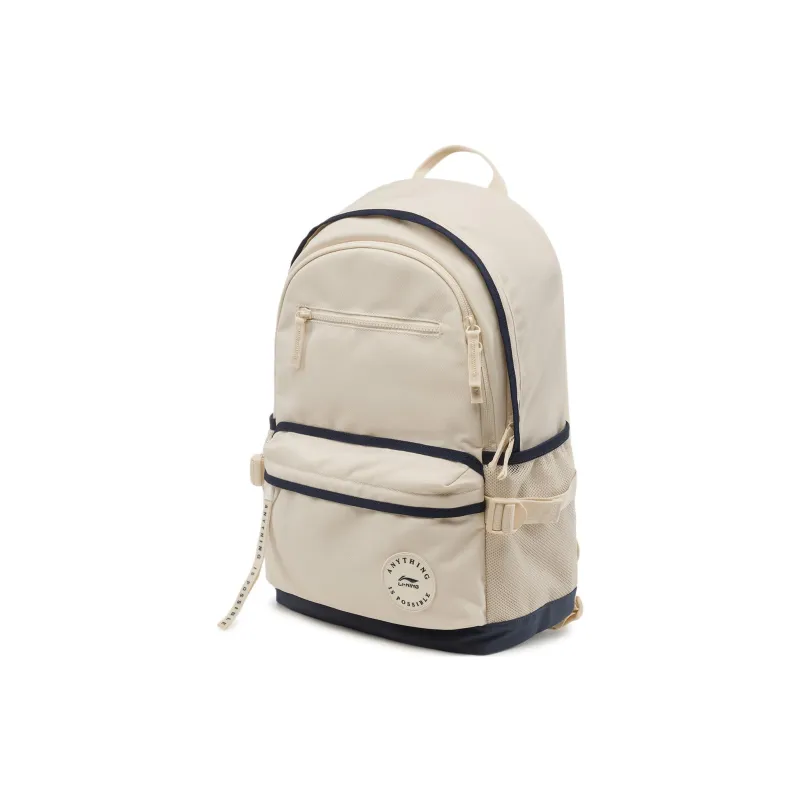 LiNing Polyester Backpack Unisex Rock White Gray & Deep Iris Blue-2